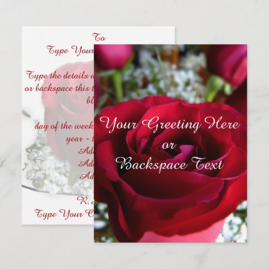 Roos Uitnodigingen Persoonlijke Rozen RSVP-kaarten (Voorkant / Achterkant)