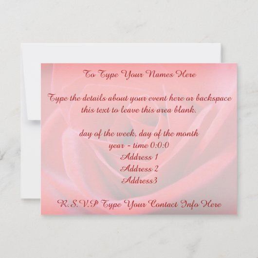 Roos Uitnodigingen Persoonlijke Rozen RSVP-kaarten (Achterkant)