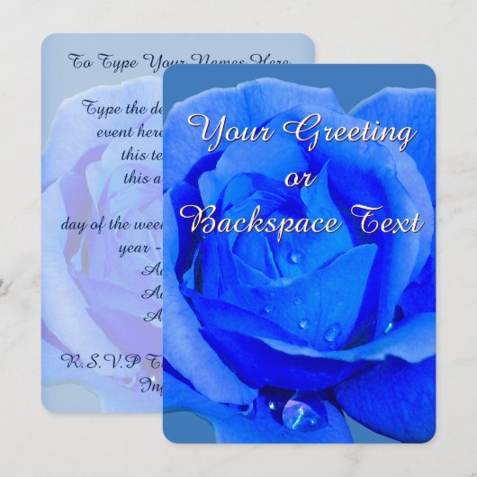 Roos Uitnodigingen Speciaal Blauw Roos RSVP-kaarte (Voorkant / Achterkant)