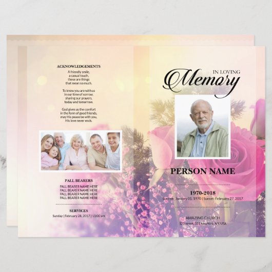 Roos Uitvaart Sjabloon Vintage (Voorkant / Achterkant)