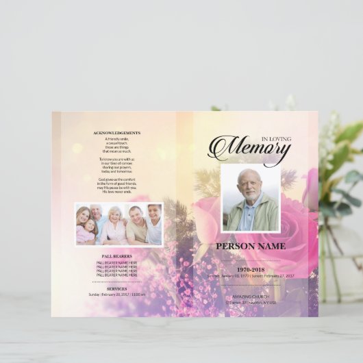 Roos Uitvaart Sjabloon Vintage (Staand voorkant)