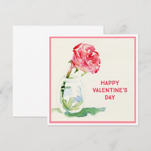 Roos Valentijn 5.25x5.25 Square Flat Kaart Notitiekaartje (Voorkant / Achterkant)