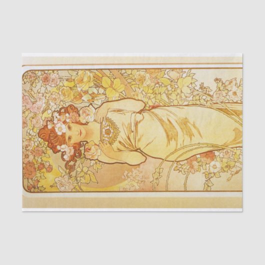 Roos van Alphonse Mucha Tissuepapier (Voorkant)