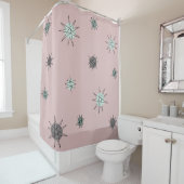 Roos van atoomtijdperk Stortende planeten Roze Douchegordijn (In situ)