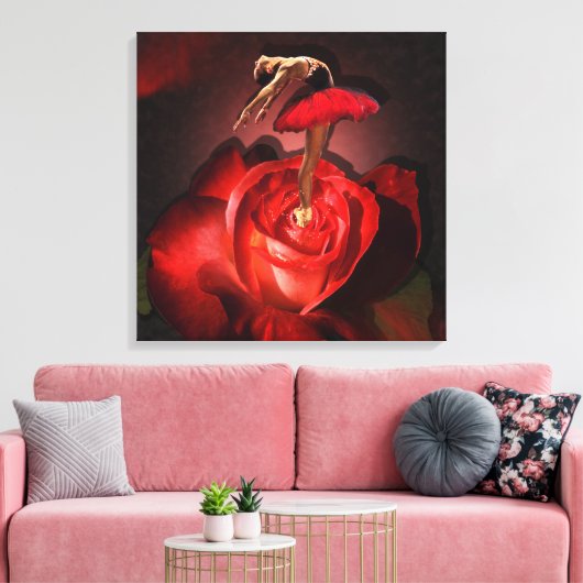Roos van Ballerina - Gewatteerd Canvas (Insitu (Woonkamer))