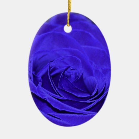 Roos van Blauw Velvet Keramisch Ornament (Voorkant)