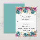 Roos van blauwe peach RSVP kaartje (Voorkant / Achterkant)