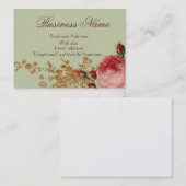 Roos van Blenheim - Elegant Sage Green Silver Visitekaartje (Voorkant / Achterkant)