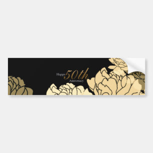 Roos van de 50e verjaardag van goud, tan en beige bumpersticker