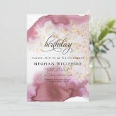 Roos van de Birthday Waterverf Quartz Gold Geode Kaart (Staand voorkant)