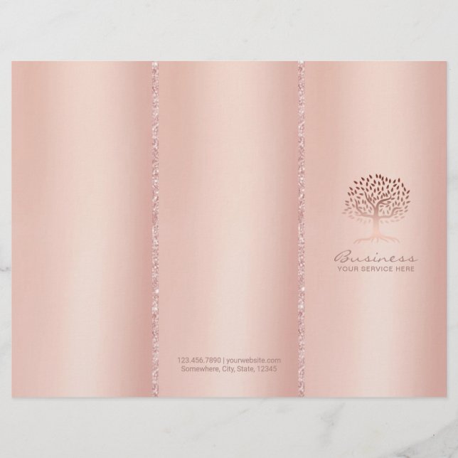 Roos van de bomen Goud-Logo Tri-Fold Spa Salon Bru (Voorkant)