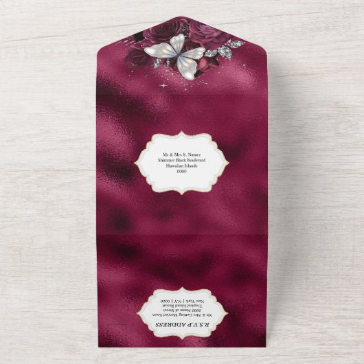 Roos van de bruine vlinder all in one uitnodiging (Buitenkant)