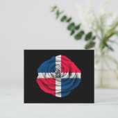 Roos van de Dominicaanse Republiek - Zwarte vlag Briefkaart (Staand voorkant)