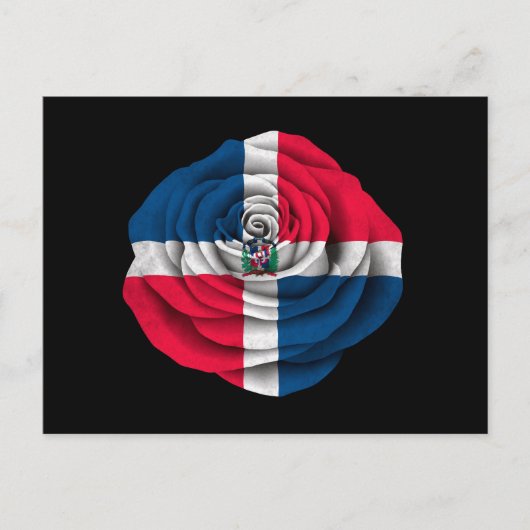 Roos van de Dominicaanse Republiek - Zwarte vlag Briefkaart (Voorkant)