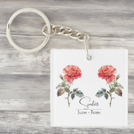 Roos van de geboortemaand Flower June Sleutelhanger