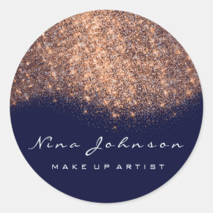 Roos van de Koperblauwe marine Glitter Makeup Arti Ronde Sticker
