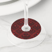  Roos van de Rode Gothic Wedding Damask Pattern Wijnglaslabel (Dichtbij)