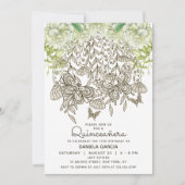 Roos van de Waterverf Butterfly Bloom Quinceañera Kaart (Voorkant)