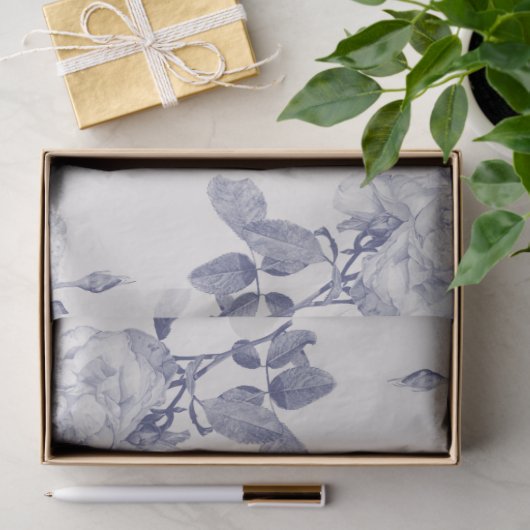 Roos van de Waterverf Navy & Taupe Tissuepapier (Geschenk)