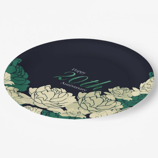 Roos van Emerald Green 20th Year Papieren Bordje (Gekanteld)