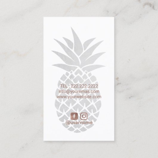 Roos van evenementen met goudananas, persoonlijke  visitekaartje (Achterkant)