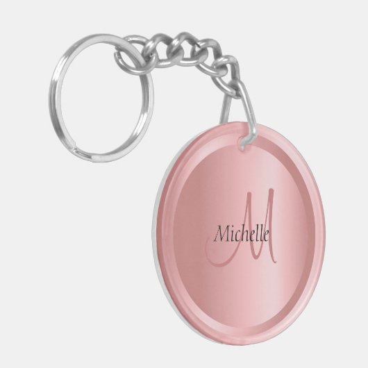 Roos van gepersonaliseerde Sjabloon Gold Monogram Sleutelhanger (Voorkant Links)