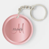 Roos van gepersonaliseerde Sjabloon Gold Monogram Sleutelhanger (Achterkant)