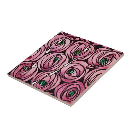 Roos van Glasgow - Charles Rennie Mackintosh Tegeltje (Zijkant)