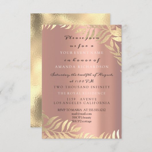 Roos van goudOerwoud Roze goudbruin Kaart (Voorkant / Achterkant)