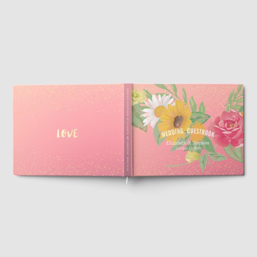 Roos van het Bigdenboek Bloemen Roze Glitter Gastenboek (Volledig)