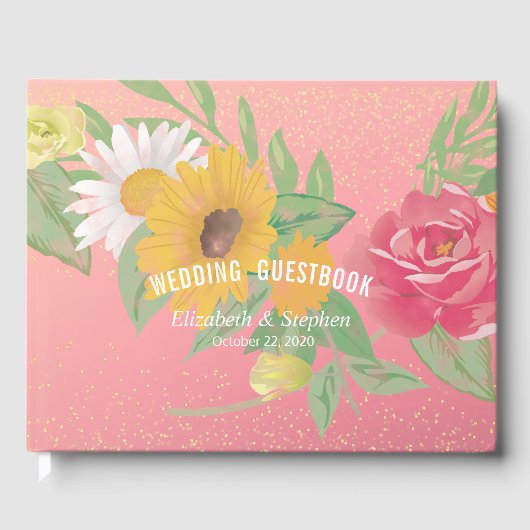 Roos van het Bigdenboek Bloemen Roze Glitter Gastenboek (Voorkant)