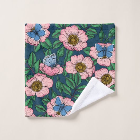 Roos van honden en vlinders bad handdoek (Wasdoekje)