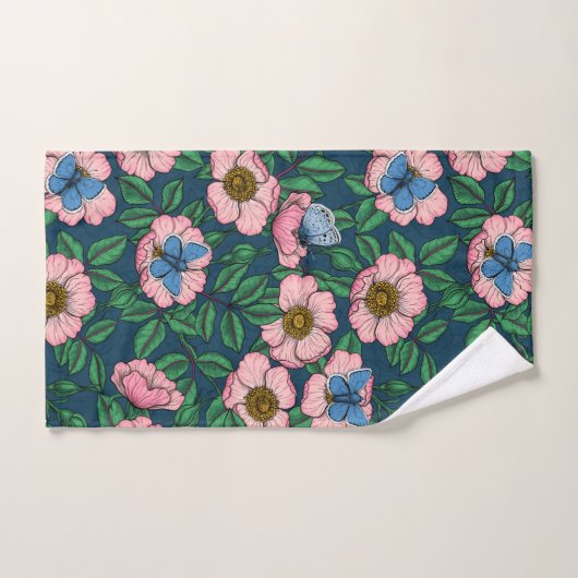 Roos van honden en vlinders bad handdoek (Handdoek)