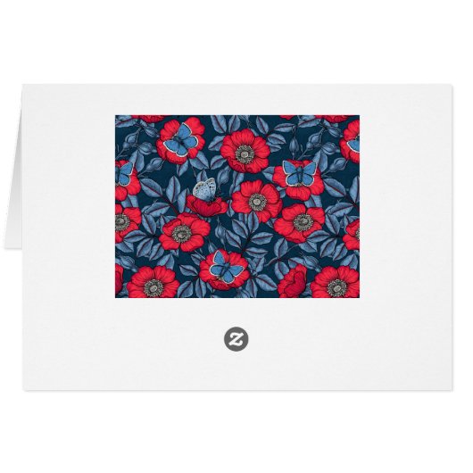 Roos van honden en vlinders, blauw en rood (Achterkant Horizontaal)