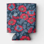 Roos van honden en vlinders, blauw en rood blikjeskoeler (Voorkant)