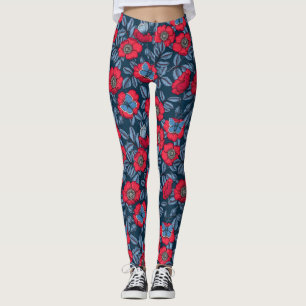 Roos van honden en vlinders, blauw en rood leggings