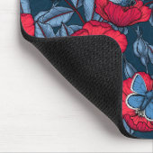 Roos van honden en vlinders, blauw en rood muismat (Hoek)