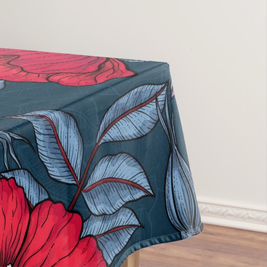 Roos van honden en vlinders, blauw en rood tafelkleed (Voorbeeld)