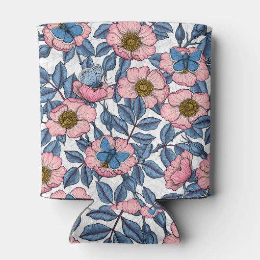 Roos van honden en vlinders blikjeskoeler (Achterkant)