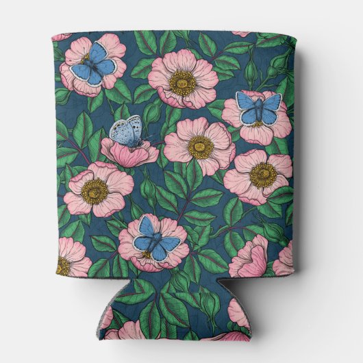 Roos van honden en vlinders blikjeskoeler (Achterkant)