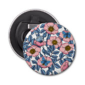 Roos van honden en vlinders button flesopener (Voorkant)