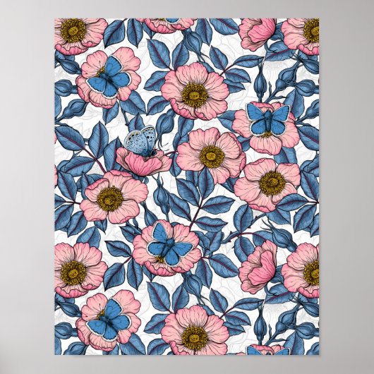 Roos van honden en vlinders poster (Voorkant)