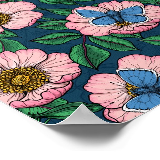 Roos van honden en vlinders poster (Hoek)