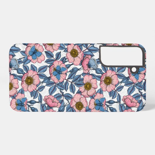 Roos van honden en vlinders samsung galaxy hoesje (Achterkant horizontaal)