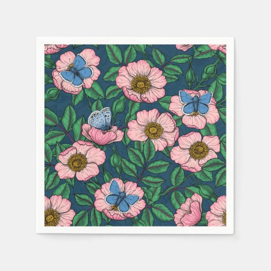 Roos van honden en vlinders servet (Voorkant)