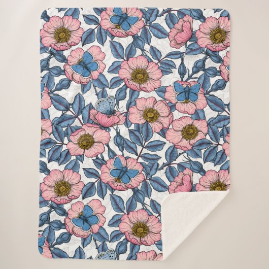 Roos van honden en vlinders sherpa deken (Voorkant)