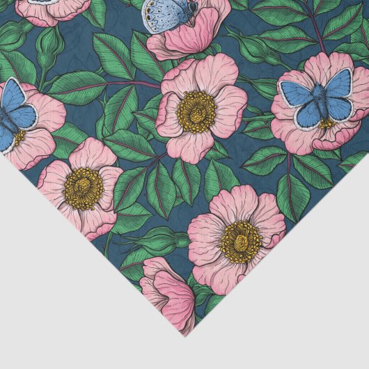 Roos van honden en vlinders tissuepapier (Detail)