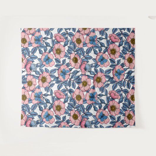 Roos van honden en vlinders wandkleed (Voorkant (horizontaal))