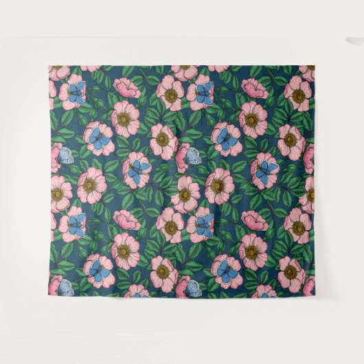 Roos van honden en vlinders wandkleed (Voorkant (horizontaal))