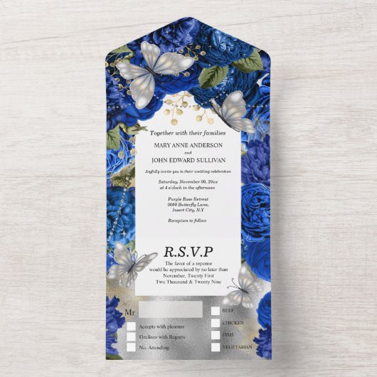 Roos van inktvis all in one uitnodiging (Binnen)